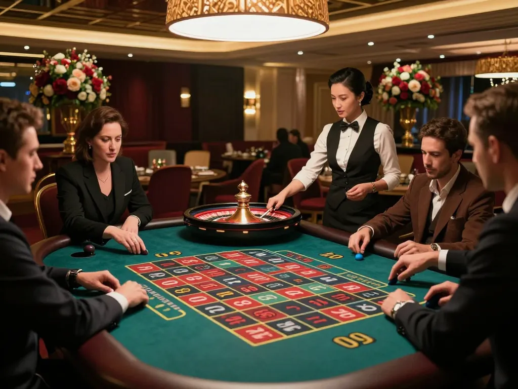 MM88 roulette action with players betting at an elegant table showcasing excitement and sophistication