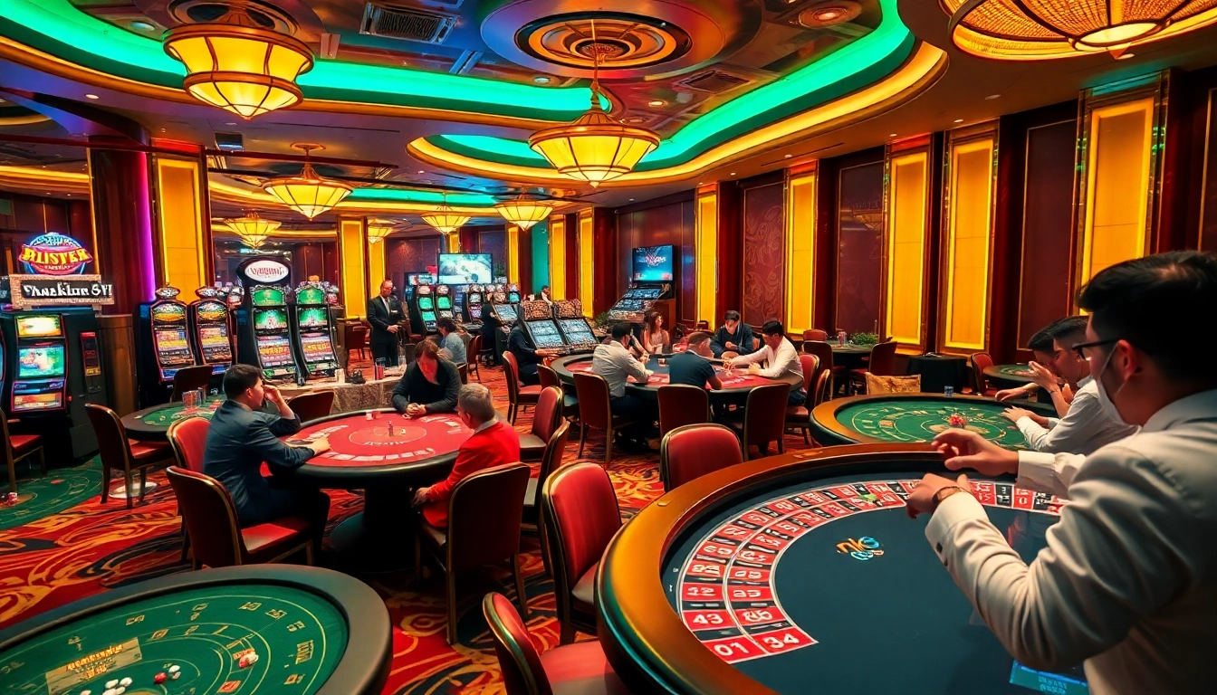 Players enjoying dynamic gaming experiences at nk 88 casino with vibrant tables and atmosphere.