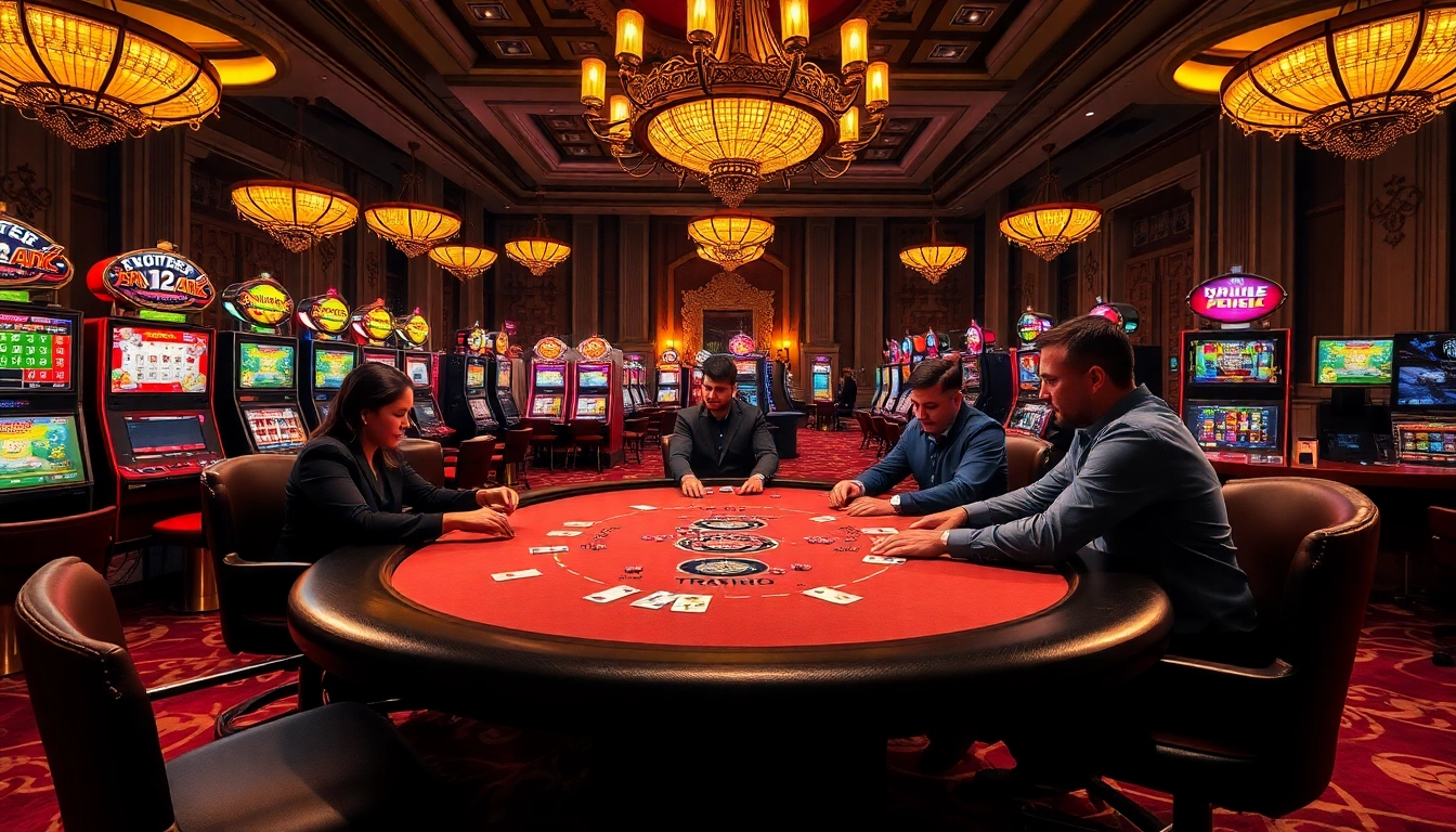 Experience the excitement of the TR88 casino as players engage in high-stakes poker surrounded by elegant decor.