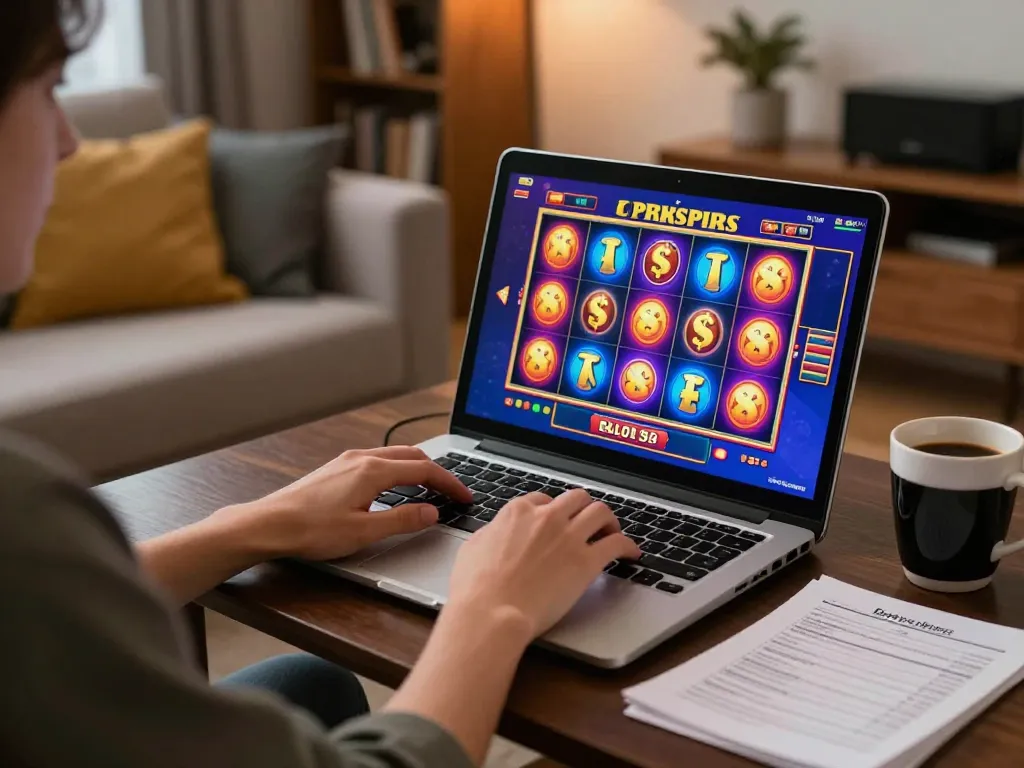 Engaging in Slot Malaysia action at home with online gaming setup and bankroll notes.