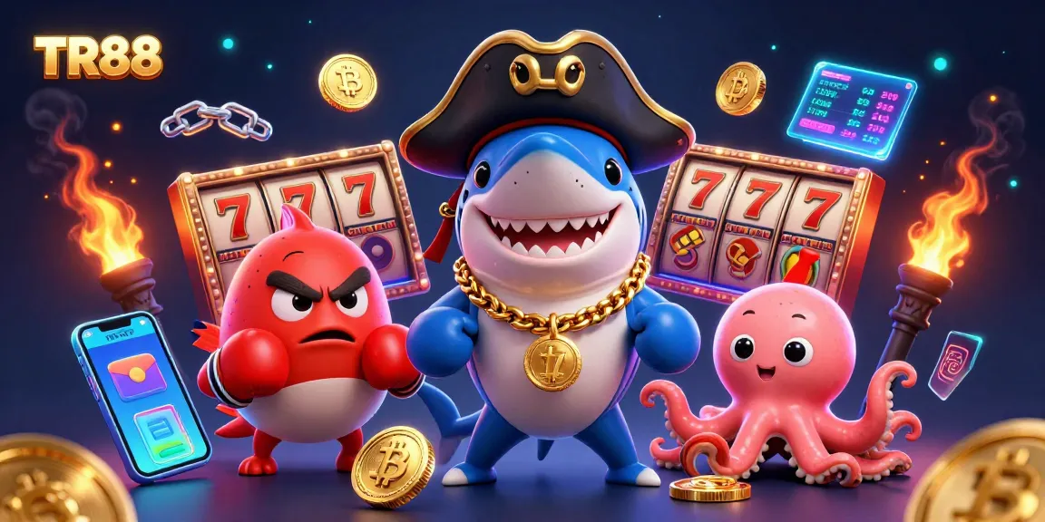 Engage with TR88's thrilling slots and jackpots in a vibrant underwater casino scene.