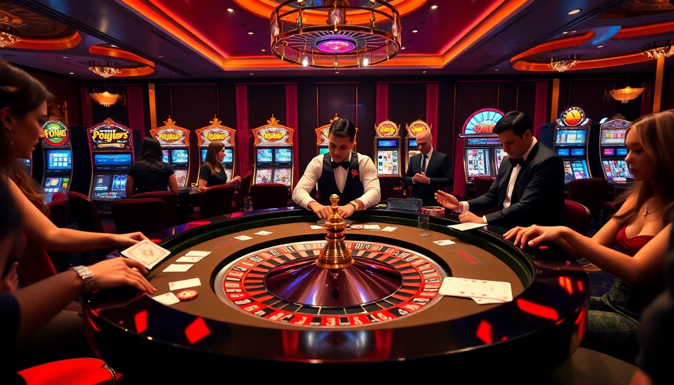 Players engaging in thrilling roulette gameplay at 9bet, showcasing luxury and excitement in the casino atmosphere.