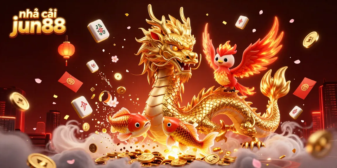 Engage with the radiant world of nhà cái jun88 through a captivating casino scene filled with epic mythical creatures.