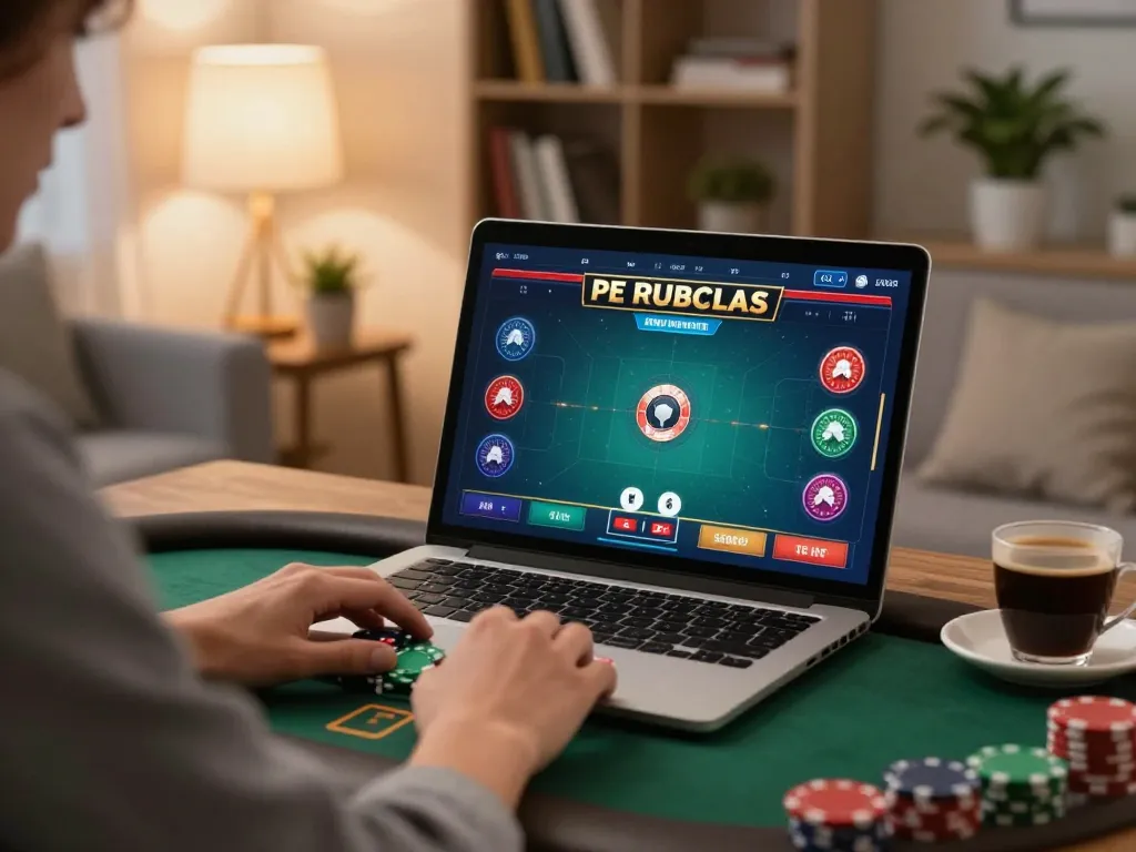 Engaging in strategic online poker gaming with F8bet from a cozy home setting.