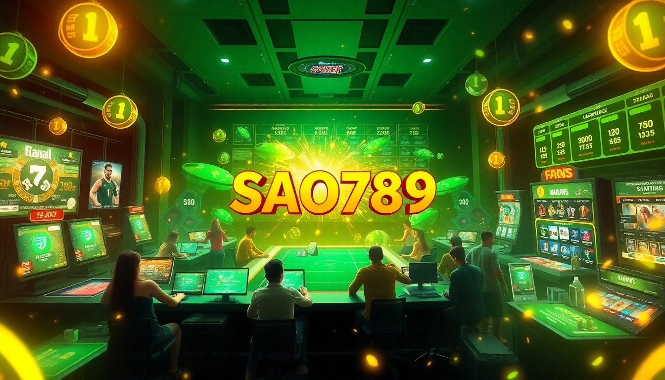 Spectacular gaming scene featuring SAO789, showcasing diverse players and immersive online betting experiences.