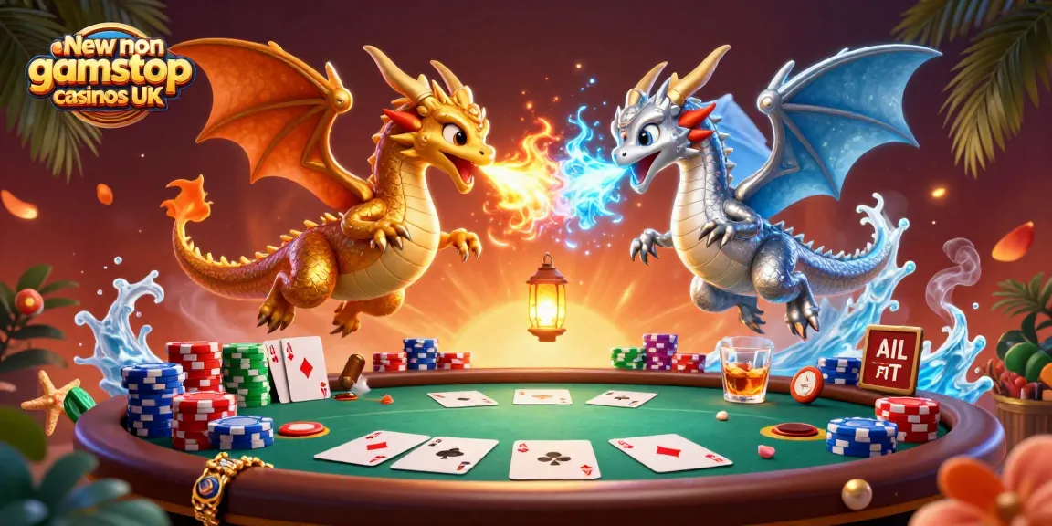 Engage in gaming at New non gamstop casinos UK featuring dragons, poker, and vibrant casino elements.