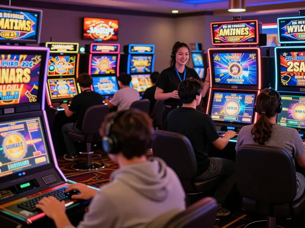 Engaged players exploring 45 X online slots in an exciting virtual casino atmosphere