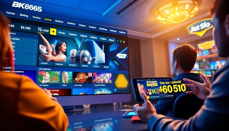 Engaging BK860S online gaming interface with dynamic elements and offers.