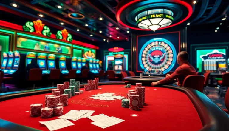 Experience the thrill of thể thao fun79 at a vibrant poker table surrounded by colorful chips.