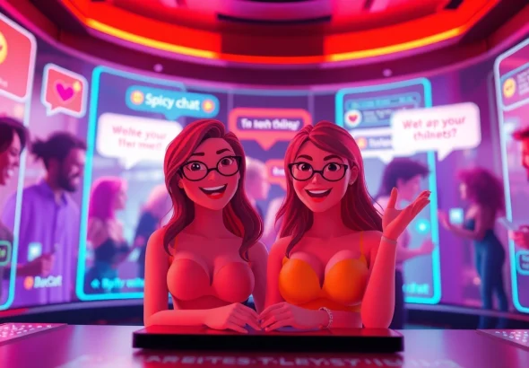 Exciting spicy chat scene with animated avatars and vibrant interface.