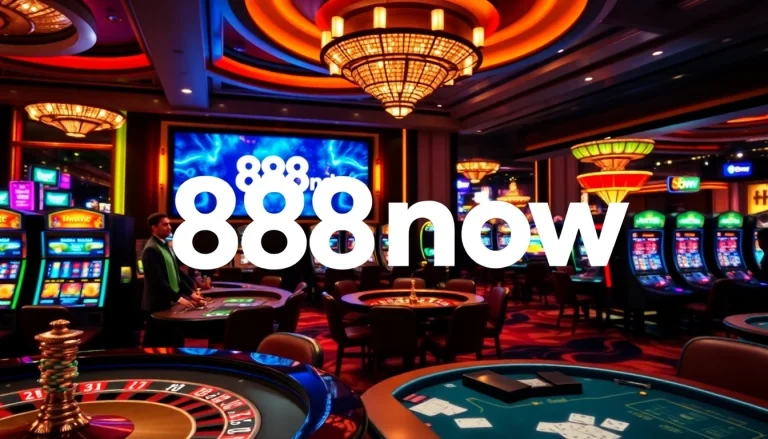 Exciting gameplay at 888now casino with dynamic slot machines and poker tables.