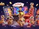 Engage with vipwin's exciting casino scene featuring meerkats managing games and sneaking chips.